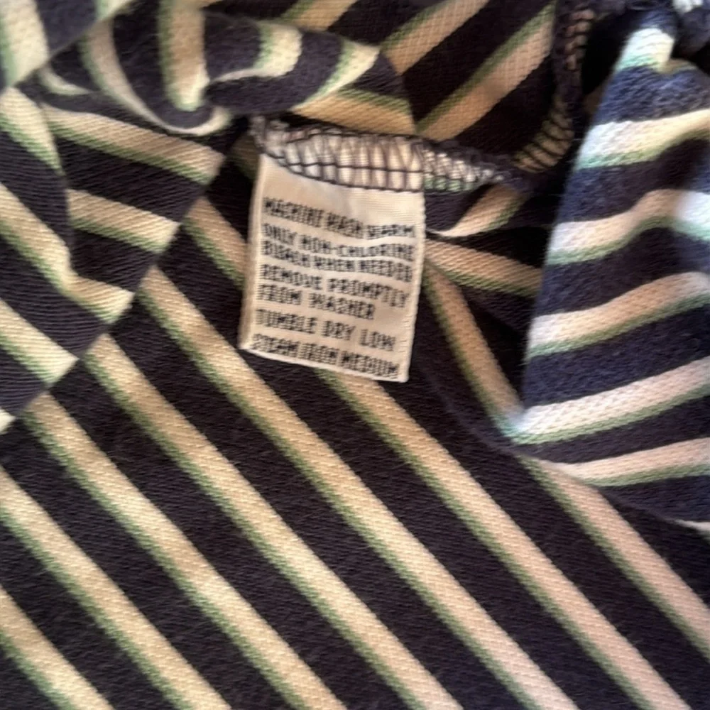 Ralph Lauren Rare Vintage Vertical Stripe Polo Navy Teal & White Stripe 2XL
